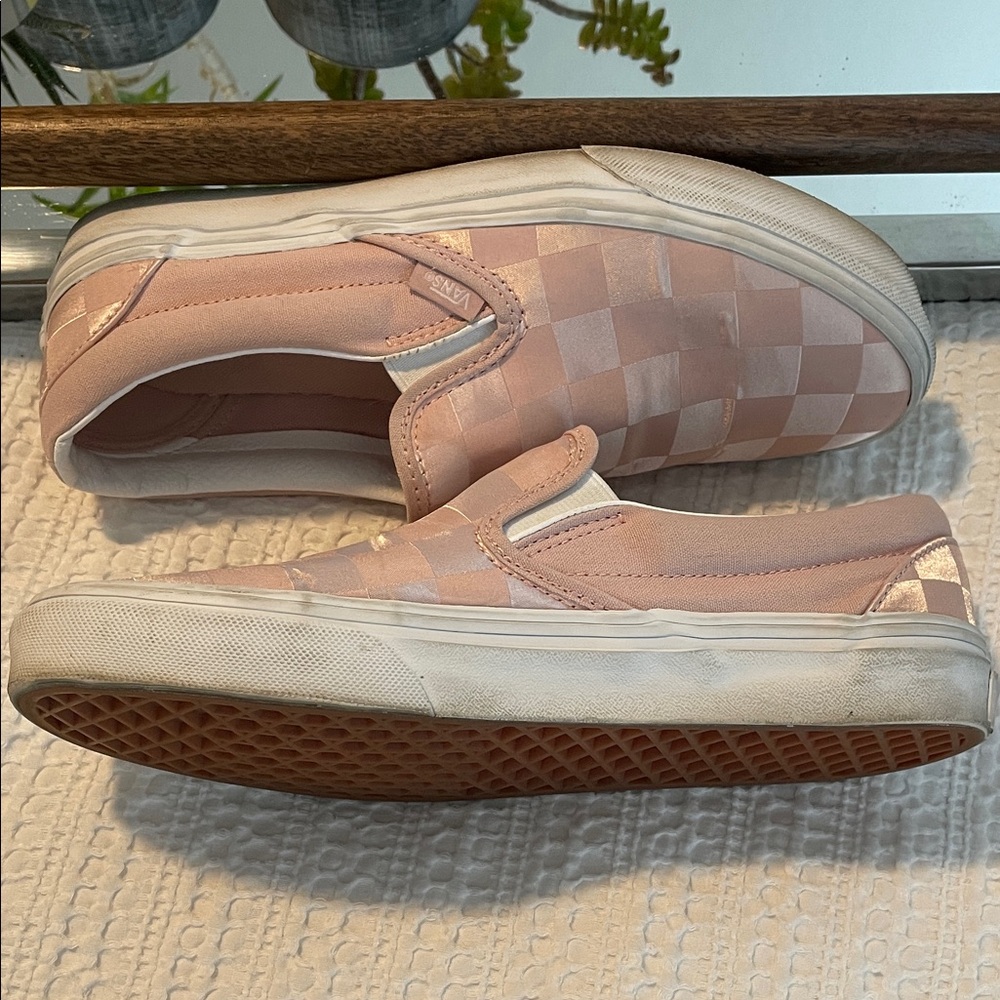 Vans Pink Satin Checkerboard Slip-On - Picture 4 of 6